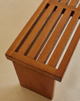 Modernist Wooden Slatted Bench In Style of Charlotte Perriand