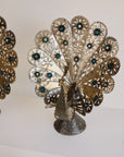 Pair of Mexican Tin Metal Peacocks