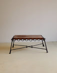 Brutalist Chain Iron and Oak Top Coffee Table