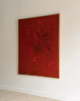 Vintage Mid-Century Abstract Expressionist Monochrome Red Canvas (c. 1960s–1970s)