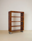 Italian Burl Wood Bookcase With Chrome Feet
