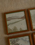 Vintage Japanese Hand-Embroidered Silk Landscape Art – Framed Set of 6