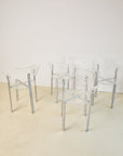 Set of x4 Lucite and Chrome 1980s Postmodern Dining Chairs