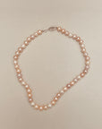 Vintage Pink Large Cultured Pearl Necklace With Silver Clasp
