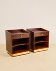 Rosewood and Brass Mid Century Bedside Tables