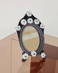 French Beaded and Ceramic Table Mirror