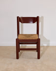 Mid-Century Modern Dining Set – Rectangular Wood Table with 6 Rush-Seat Chairs