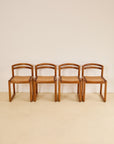 Italian 1970s Curved Back Cane Dining Chairs