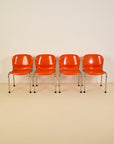Set of x4 Orange Plastic Chairs