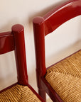 Set of x6 Oxblood Carimate Side Chairs by Vico Magistretti