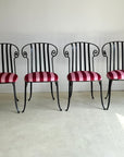 Set of x4 Iron Chairs With Colours of Arley Stripe Seats