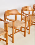 Set of 4 Rainer Daumiller Dining Chairs in Pine and Papercord, 1970s