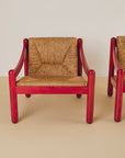 Cassina Carimate Armchair Pair Stained Red