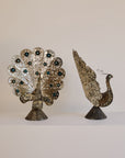 Pair of Mexican Tin Metal Peacocks