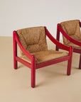 Cassina Carimate Armchair Pair Stained Red