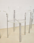 Set of x4 Lucite and Chrome 1980s Postmodern Dining Chairs