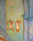 Large 1989 French Postmodern Neo-Symbolist Painting – Vestales dans les Jardins by B. Blanc-Fontonille