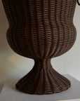Vintage Woven Wicker Urn Vase with Handles