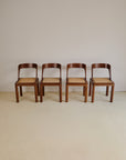 Cane and Curve Back Dining Chairs from RB Rossana 1960s, Set of 4