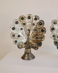 Pair of Mexican Tin Metal Peacocks