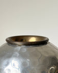 Vintage hammered Chrome Metal With Brass Trim Vase
