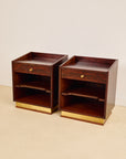 Rosewood and Brass Mid Century Bedside Tables