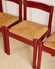 Set of x6 Oxblood Carimate Side Chairs by Vico Magistretti
