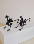 Antique Pair of Forged in Fire Wrought Iron Dragon Andirons / Fireplace Firedogs