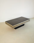 Willy Rizzo Style Chrome and Smoked Glass Bar Coffee Table
