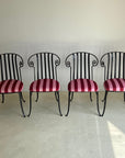 Set of x4 Iron Chairs With Colours of Arley Stripe Seats