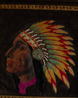 Antique Native American Chief Embroidered Portrait