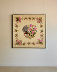 Vintage Large Framed Chinese Silk Embroidery Panel – Peacock & Peony Floral Border