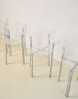 Set of x4 Lucite and Chrome 1980s Postmodern Dining Chairs