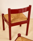 Set of x6 Oxblood Carimate Side Chairs by Vico Magistretti