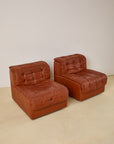 Patchwork Leather Lounge Chairs by DeSede 1970s
