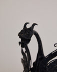 Antique Pair of Forged in Fire Wrought Iron Dragon Andirons / Fireplace Firedogs