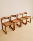 Italian 1970s Curved Back Cane Dining Chairs