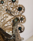 Pair of Mexican Tin Metal Peacocks