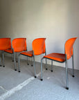Set of x4 Orange Plastic Chairs