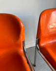 Set of x4 Orange Plastic Chairs