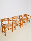 Set of 4 Rainer Daumiller Dining Chairs in Pine and Papercord, 1970s