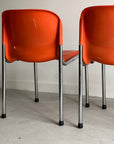 Set of x4 Orange Plastic Chairs