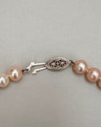 Vintage Pink Large Cultured Pearl Necklace With Silver Clasp
