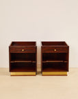 Rosewood and Brass Mid Century Bedside Tables