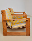 Pair of Italian Lounge Chairs With Stripe Cushions