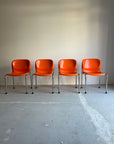 Set of x4 Orange Plastic Chairs