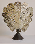 Pair of Mexican Tin Metal Peacocks