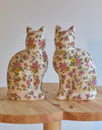 Pair of XL Ceramic Floral Cats