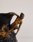 Art Nouveau Bronze Nude Vase. By Lucien Charles Edouard Alliot, 1924
