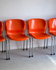 Set of x4 Orange Plastic Chairs